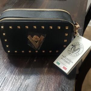 Valentino Orlandi Black and Gold Studded Bag